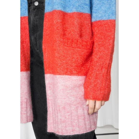 & Other Stories Mohair & Wool Oversized Color Block Cardigan Sz S - Picture 6 of 10